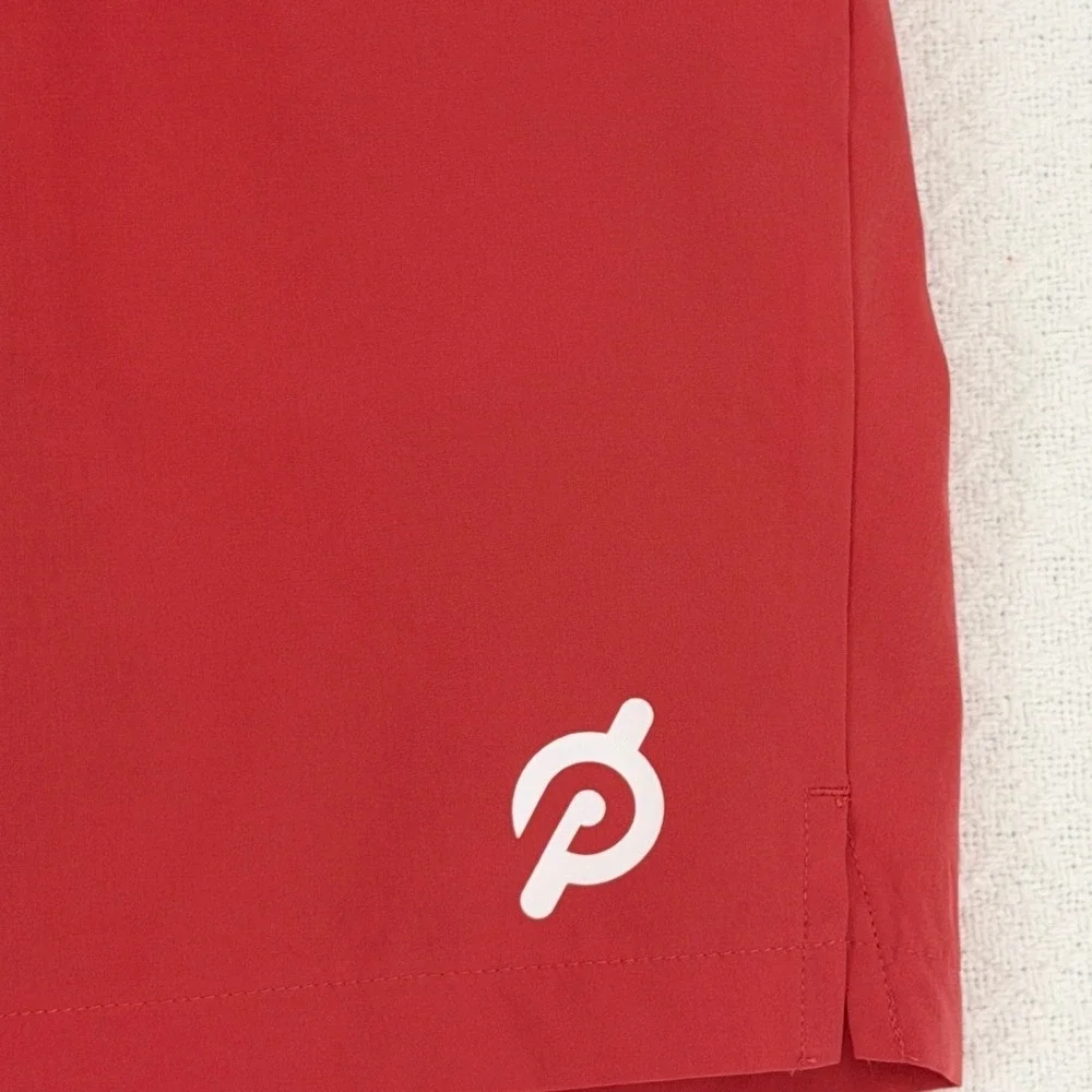 Peloton Mens Athletic Workout Shorts Red Elastic Waist Pockets Size XXL